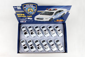 NYPD PULLBACK FORD INTERCEPTOR 12 PIECE COUNTER DISPLAY