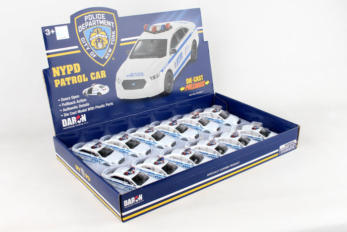 NYPD PULLBACK FORD INTERCEPTOR 12 PIECE COUNTER DISPLAY