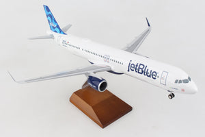 SKYMARKS JETBLUE A321NEO 1/100 RIBBON W/WOOD STAND & GEAR