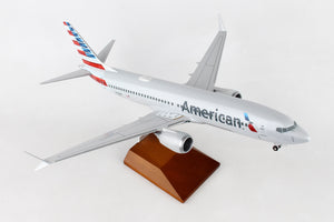 SKR8272 SKYMARKS SUPREME AMERICAN 737MAX8 1/100 W/WOOD STAND & GEAR - SkyMarks Models