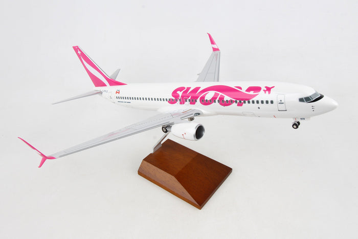 SKYMARKS SWOOP 737-800 1/100 W/WOOD STAND & GEAR