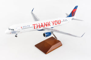 SKYMARKS DELTA A321 1/100 THANK YOU W/WOOD STAND & GEAR