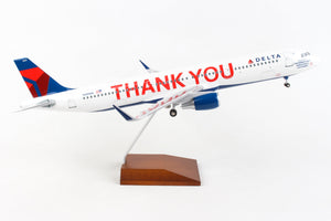 SKYMARKS DELTA A321 1/100 THANK YOU W/WOOD STAND & GEAR