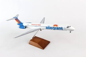 SKR8611  SKYMARKS SUPREME ALLEGIANT MD-80 1/100 W/GEAR & WOOD STAND N415NV - SkyMarks Models